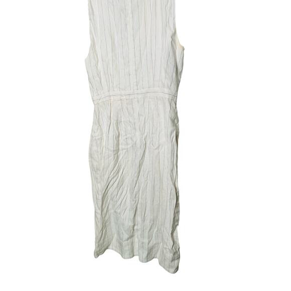 CLUB MONACO Off-White Pinstriped Linen Blend Front Button Pencil Dress Size 6 - Picture 5 of 13